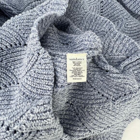 NEW Sundance Silk Cotton Blend Blue Champlain Turtleneck Textured Sweater XS - Picture 5 of 9